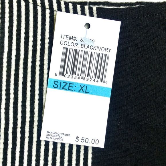 NWT Spence Black Ivory Striped Geometric Tunic L - Picture 3 of 7